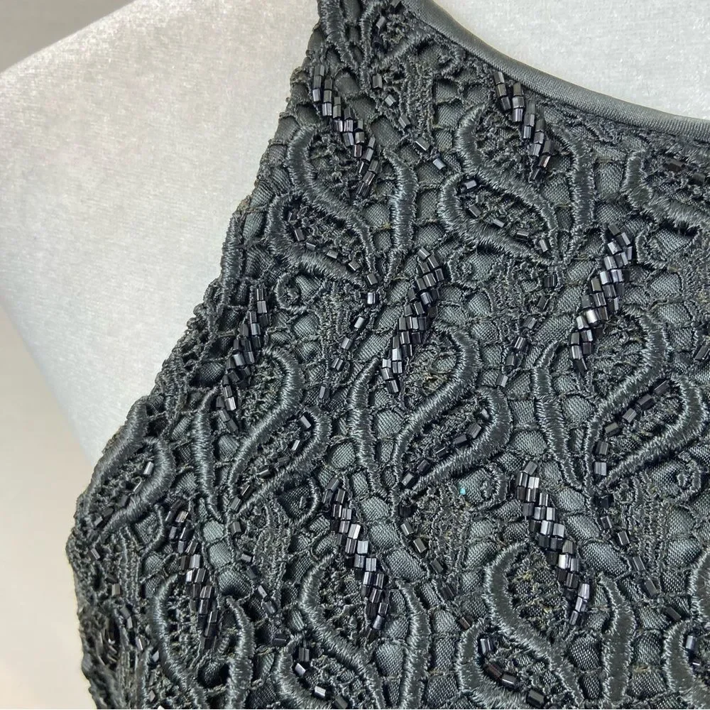 Carmen Marc Valvo Brand‎ Black Beaded Formal Top Size 10 - Picture 9 of 13
